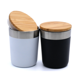 Stainless Steel Vacuum Cup with Bamboo Lid – 300ml