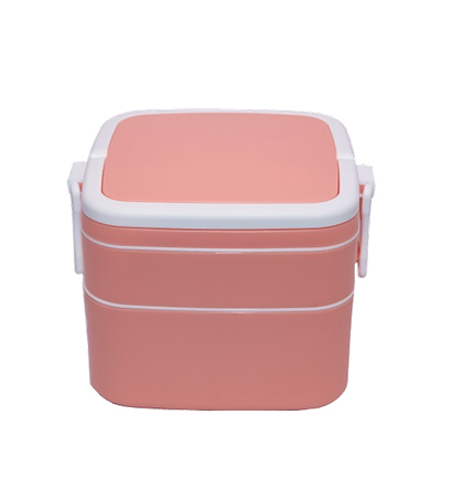 Pink Double Layer Lunch Box with Spoon