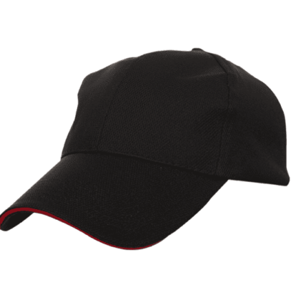 Black Polyester Colour Trim Cap