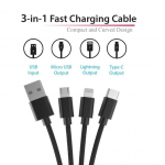 3 in 1 Fast Charging Cable With LED Logo