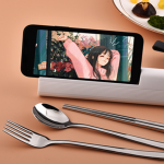 Buy Stainless Steel Cutlery Set with Phone Holder