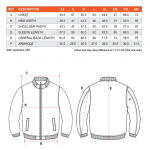 Size Chart for Bomber jacket