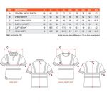 Size Chart For Reflective Polo Tshirts